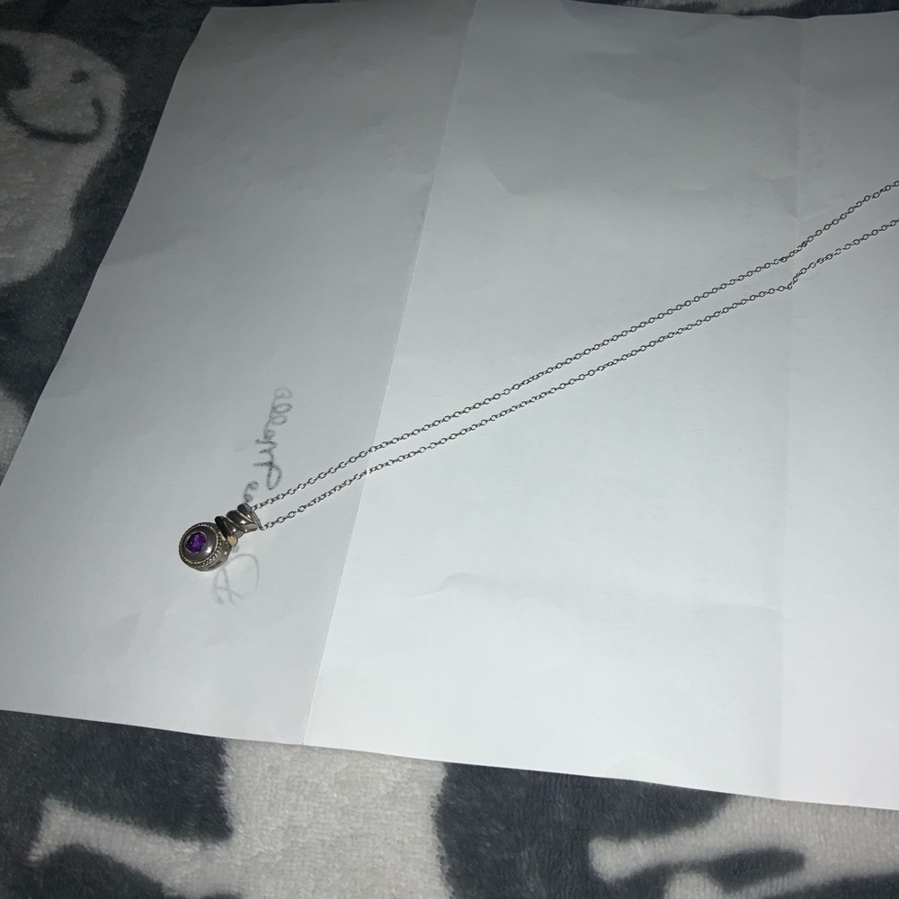 18 INCH STERLING 925 necklace with purple stone.